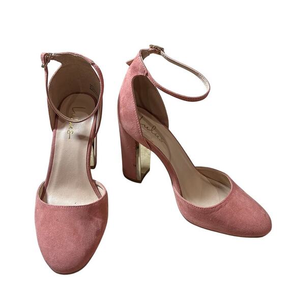 Lulus Chic Laura Mauve Suede Ankle Strap Block 4" inch Heel US 8.5 - Picture 1 of 12